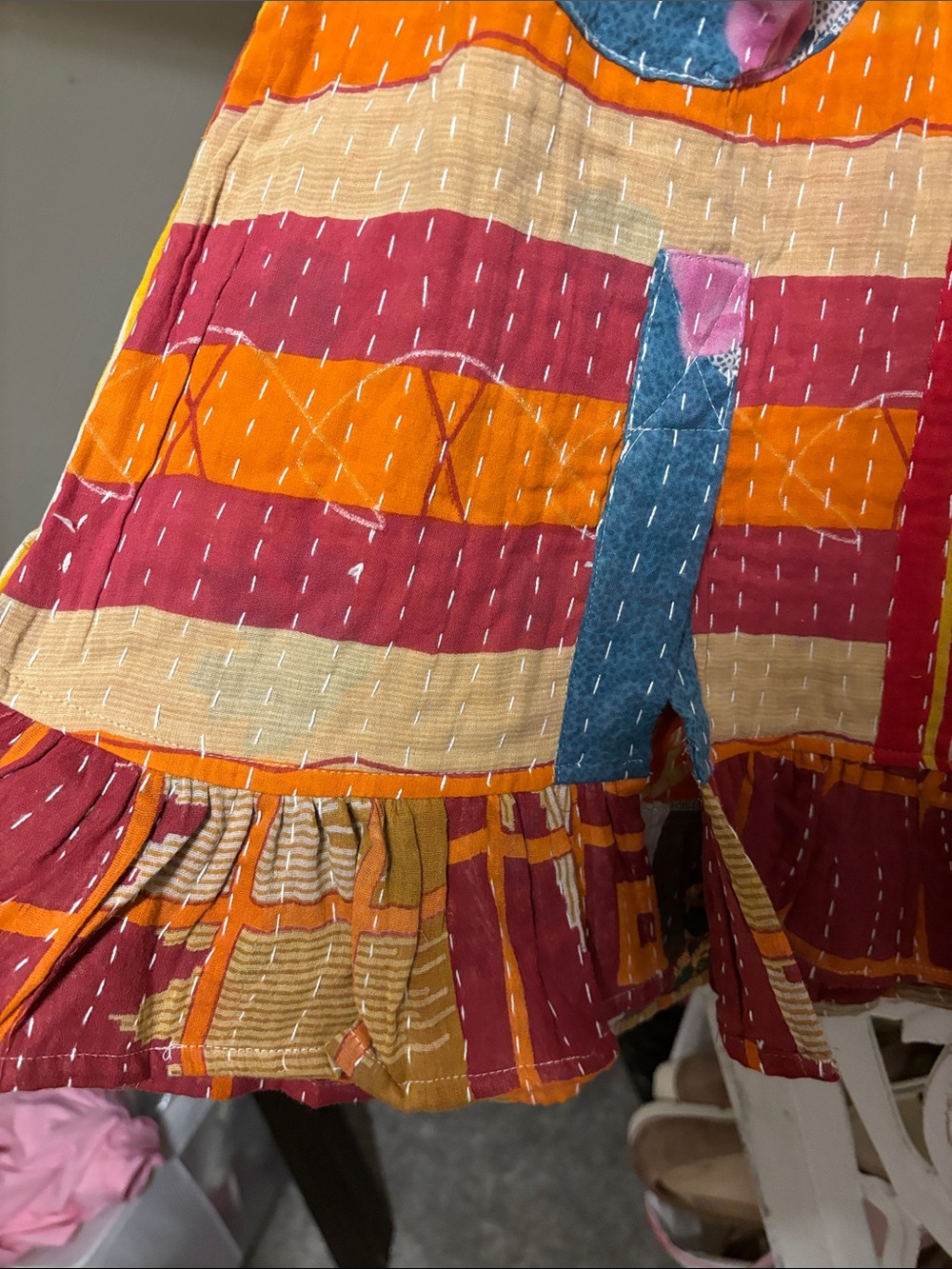 Kantha Long Ruffled Shorts - Picture 3 of 6